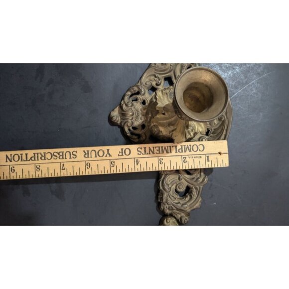 Vintage Ornate Art Nouveau candle holders brass 10" x 6 set of 2 - Picture 5 of 8